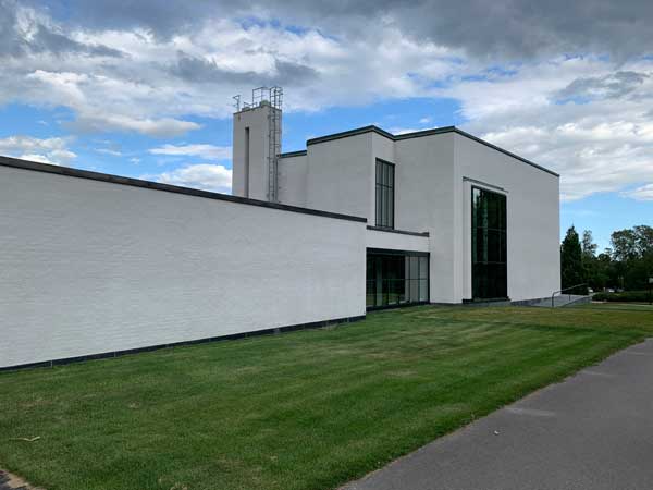 3D ritning över Krematoriet i Norrkoping, med gångar, huset och annat.